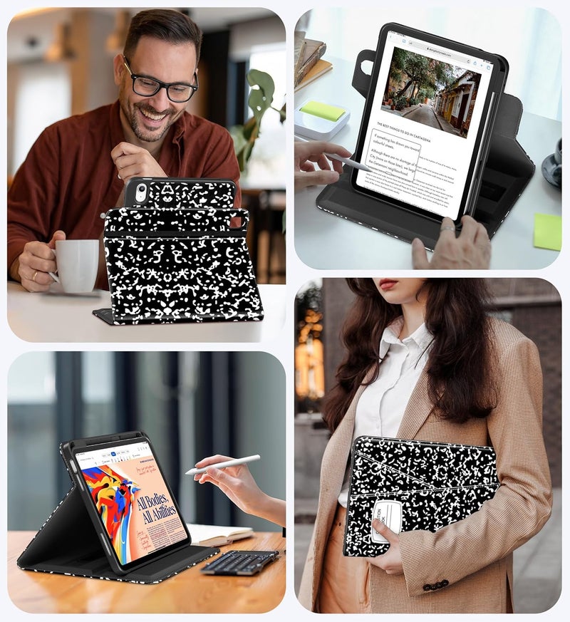 DTTO for iPad A16 Case, iPad 11th / 10th Generation Case (2025/2022), 360 Degree Rotating Premium Leather Folio Stand Cover with Pencil Holder, Book - Image 5